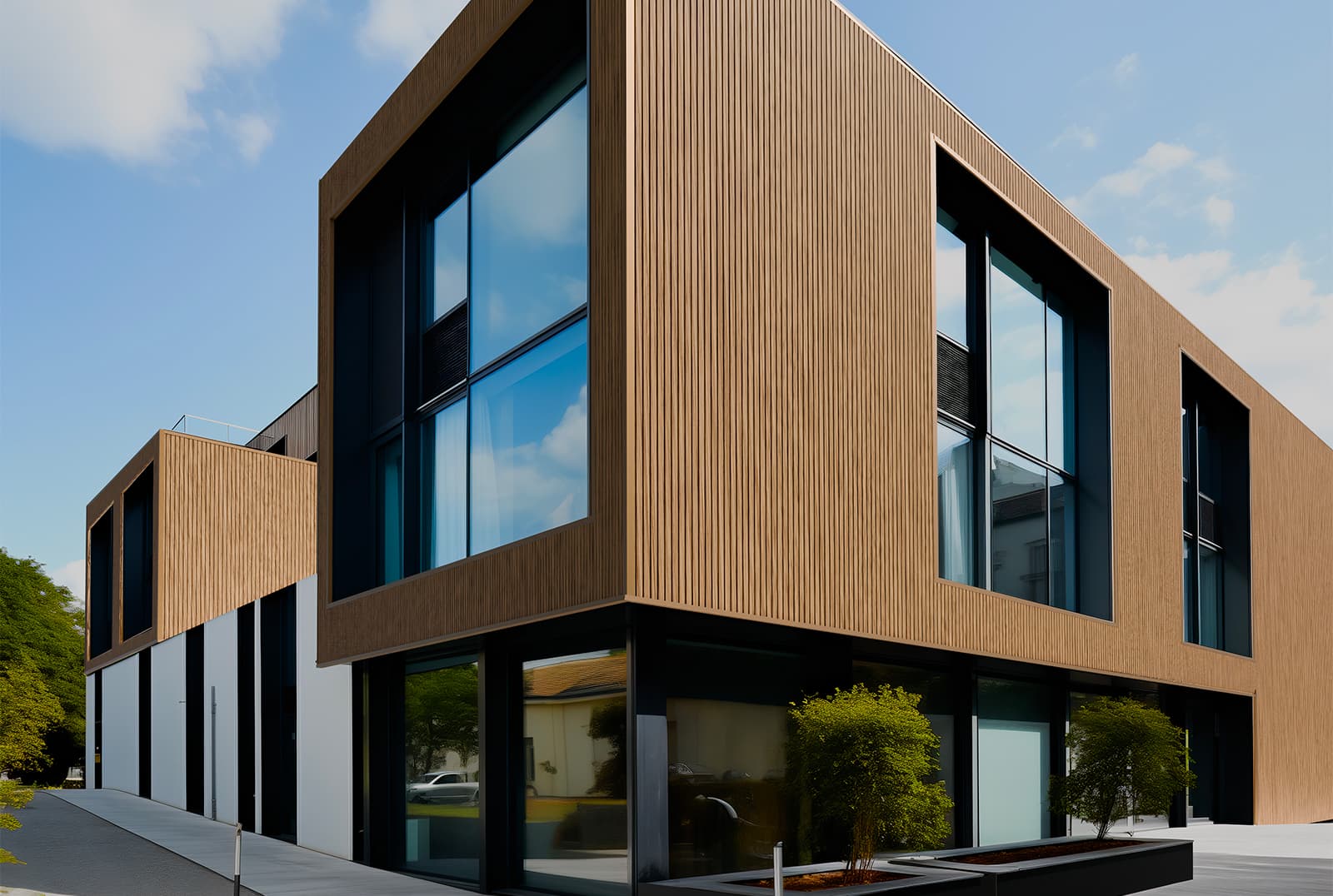 Nowoczesna fasada z okładziną kompozytową weo 60